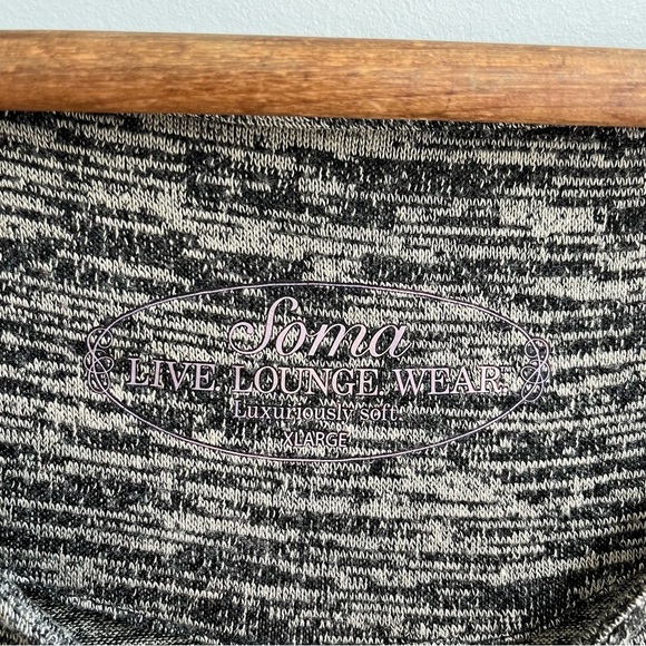 Soma tan black jersey stretch tunic top shark bite hem 3/4 length sleeves XL - Picture 6 of 7